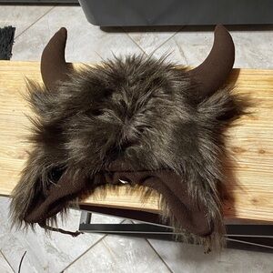 Furry Viking Hat with Horns